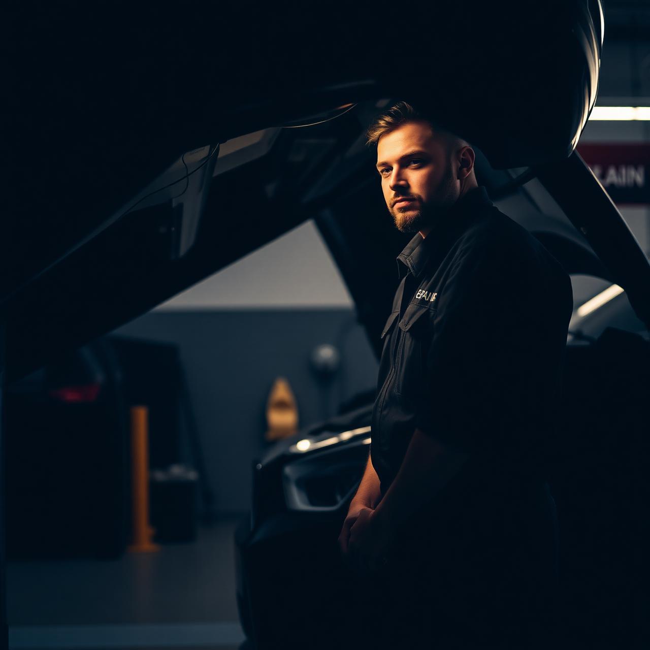 Auto Expert mechanic working under the hood